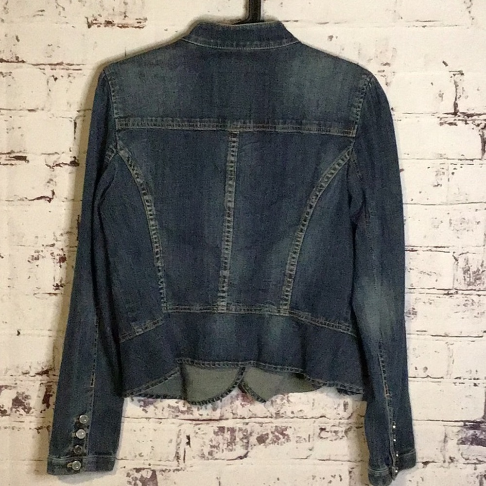White House Black Market Stylish Denim Jacket with Button Detail Size 10 - Picture 5 of 6